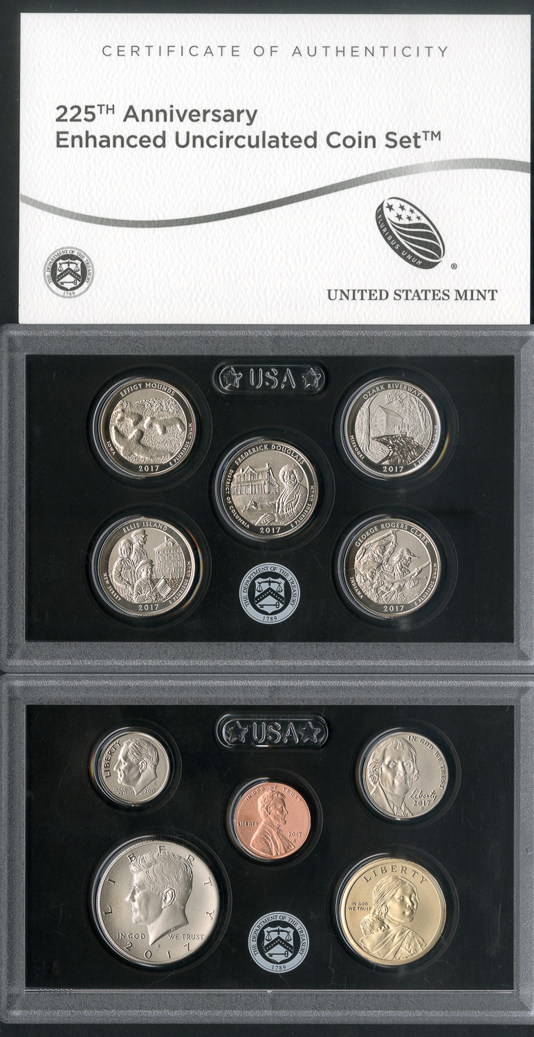 2017 Us Mint 225th Anniversary Enhanced Uncirculated Coin Set For