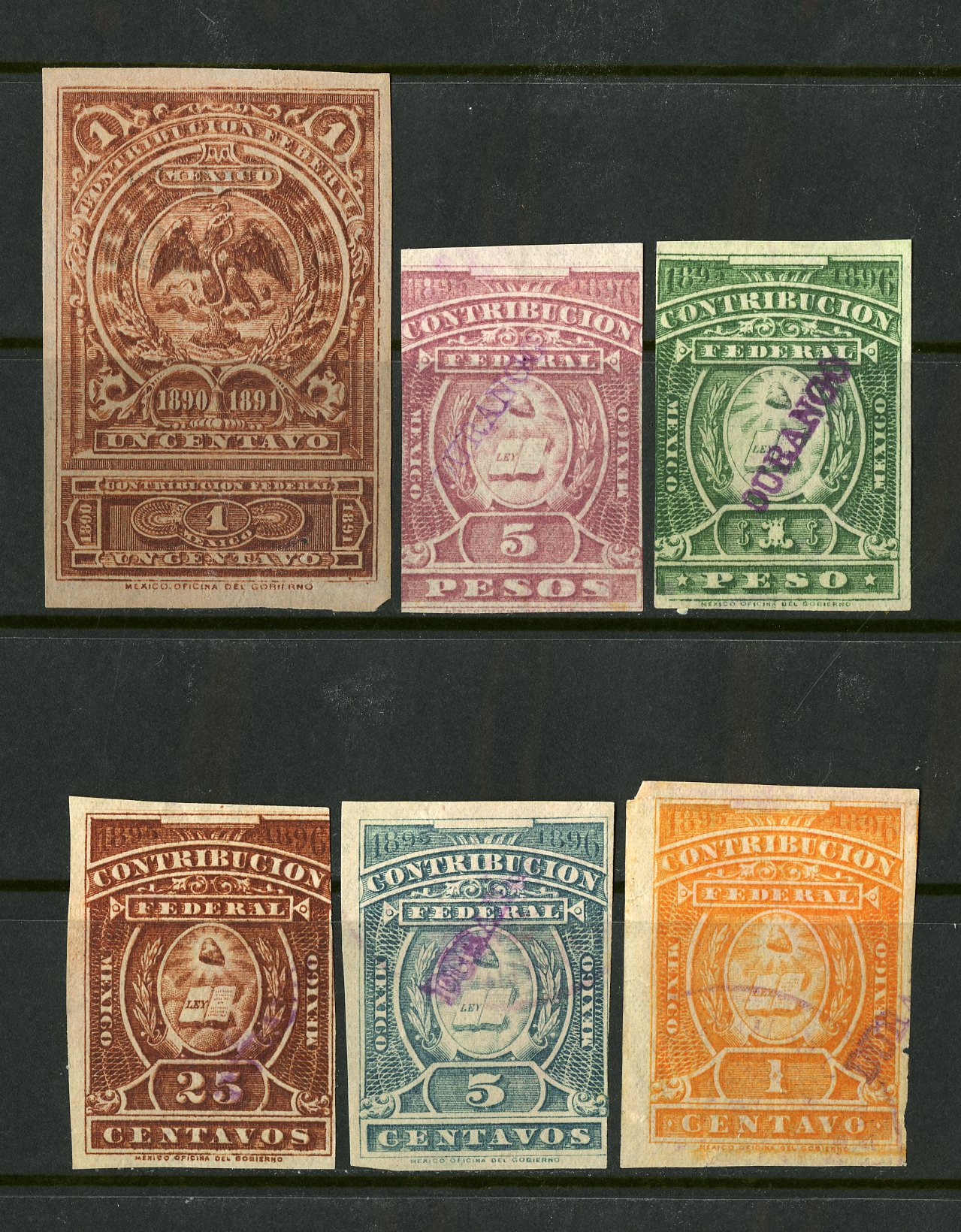 Mexico Stamps 1891 Revenues lot of 6 Very Clean eBay