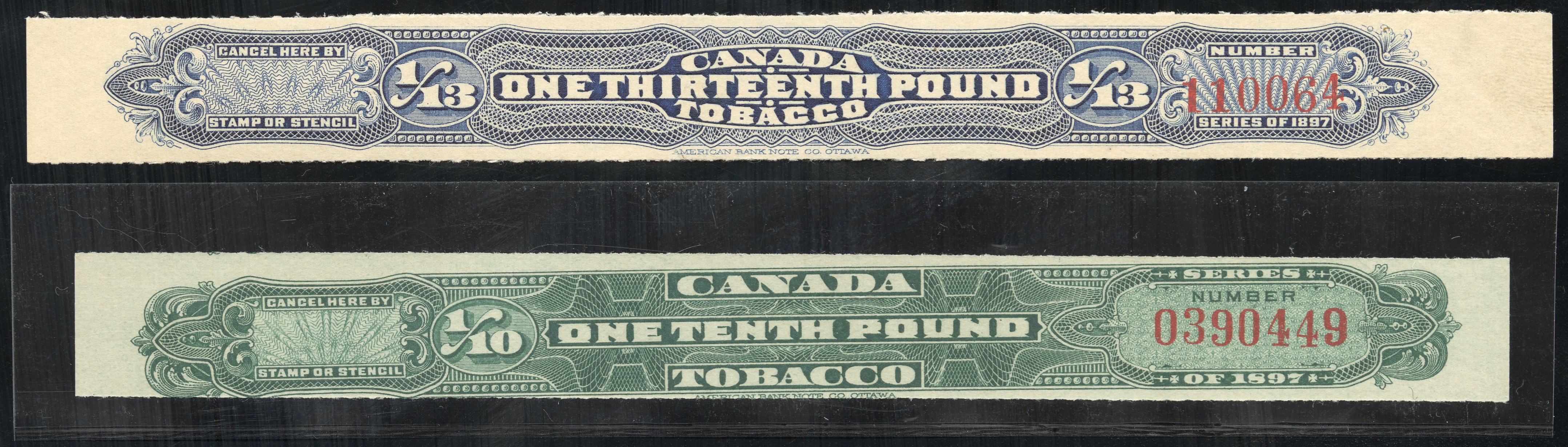 canada tobacco stamps Canada Stamps VF Lot of 2 Early Tobacco Stmaps
